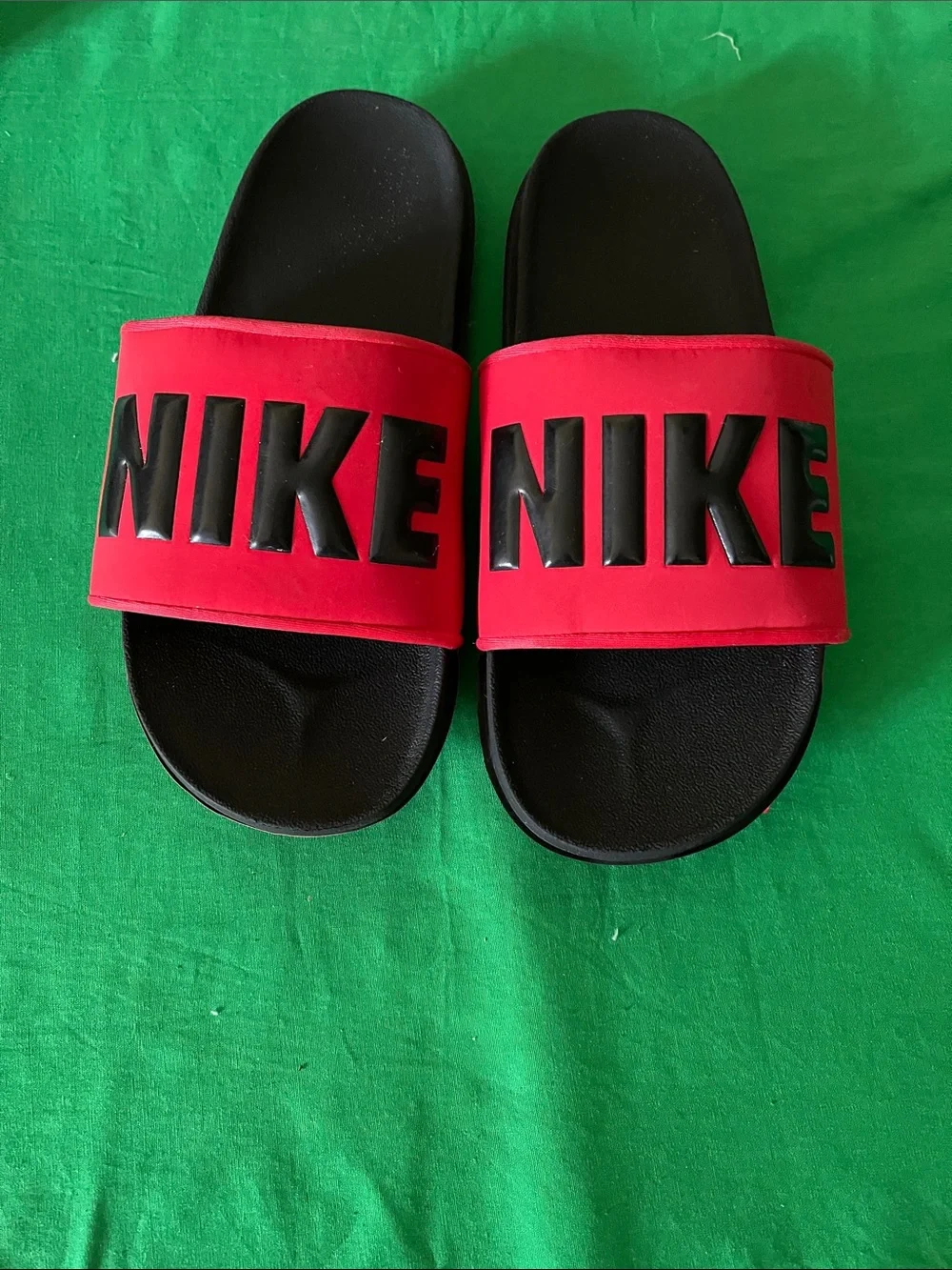 Nike Kids Red and Black Slide Sandals with Bold Logo